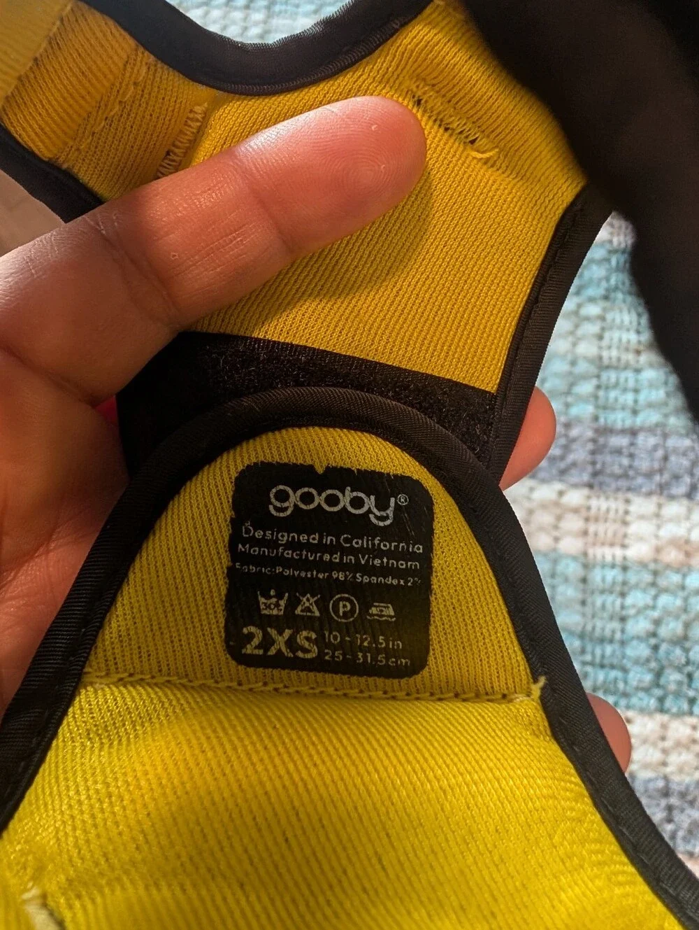 Gooby XS Blue Mesh Dog Harness with Yellow Lining